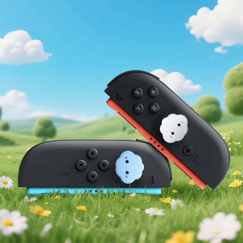 Jemdo Thumb Grips Compatible with Nintendo Switch 2 (2025) – 4pcs Blue/White Cloud Design Silicone Joystick Caps, Cute and Comfortable Controller Stick Cover Gifts for Girls & Kids - Image 5